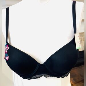 SO 🆕 bra 36B black floral mesh push up underwire